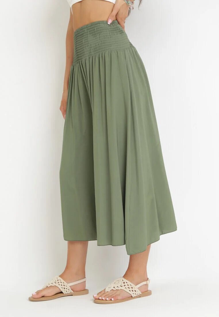 defox Pantaloni din bumbac Verde foarte largi Fenala