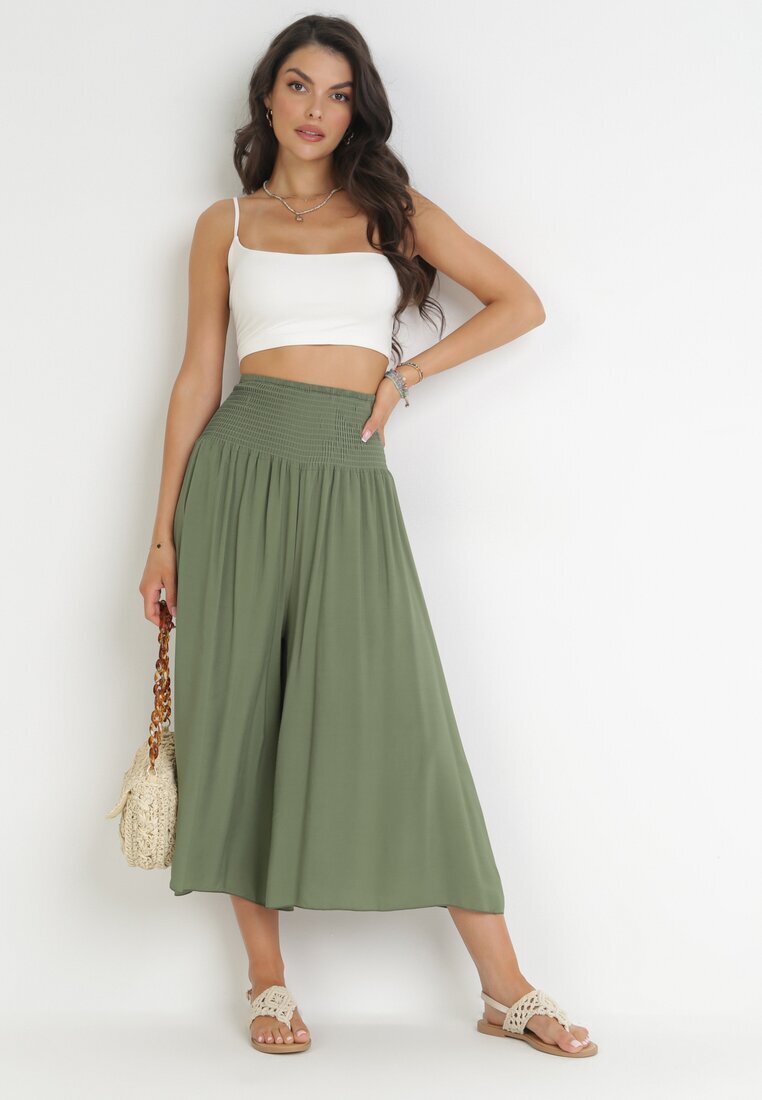 defox Pantaloni din bumbac Verde foarte largi Fenala