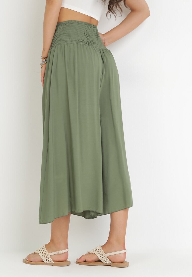defox Pantaloni din bumbac Verde foarte largi Fenala