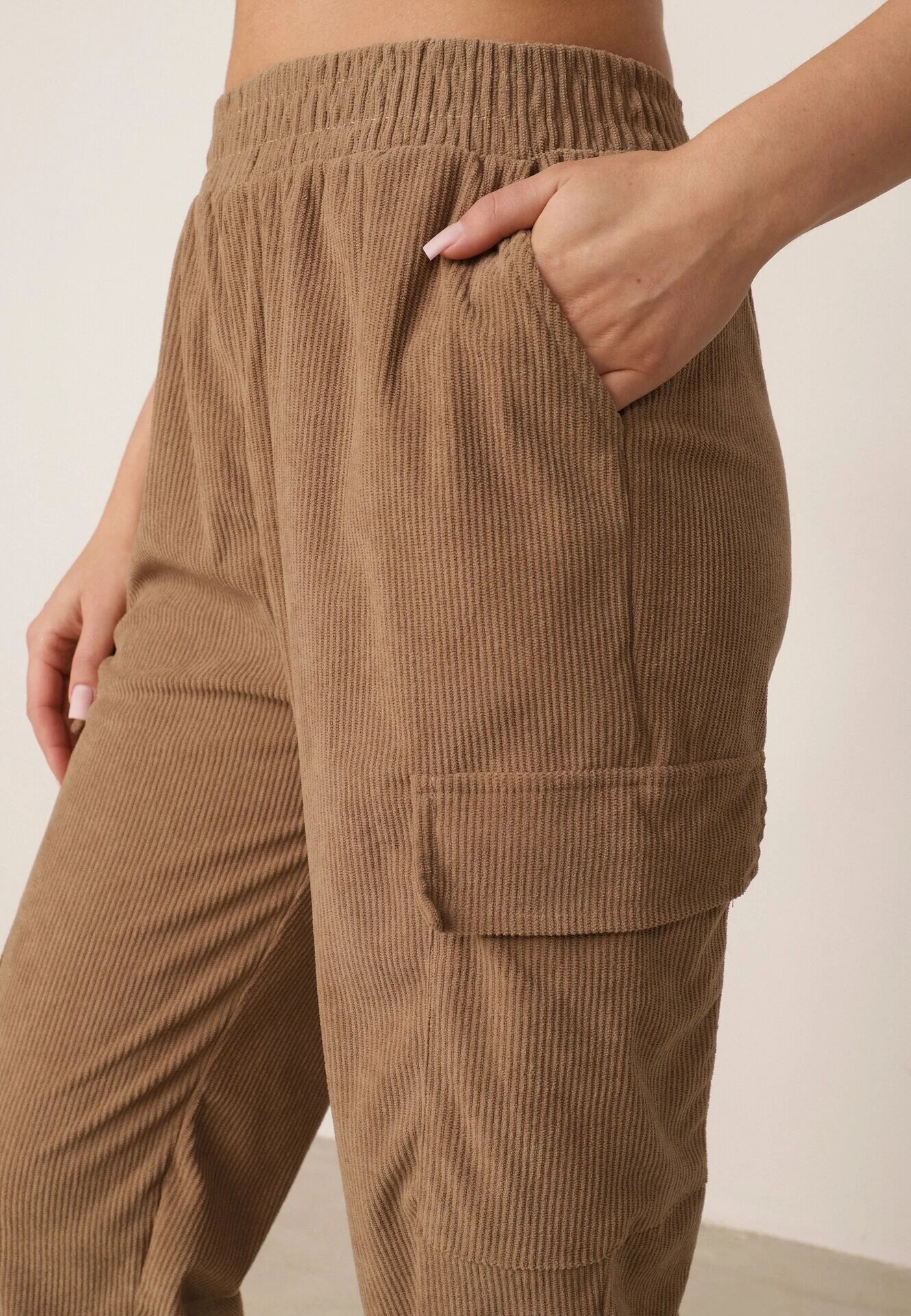defox Pantaloni Maro în stil cargo cu talie înaltă Belseli