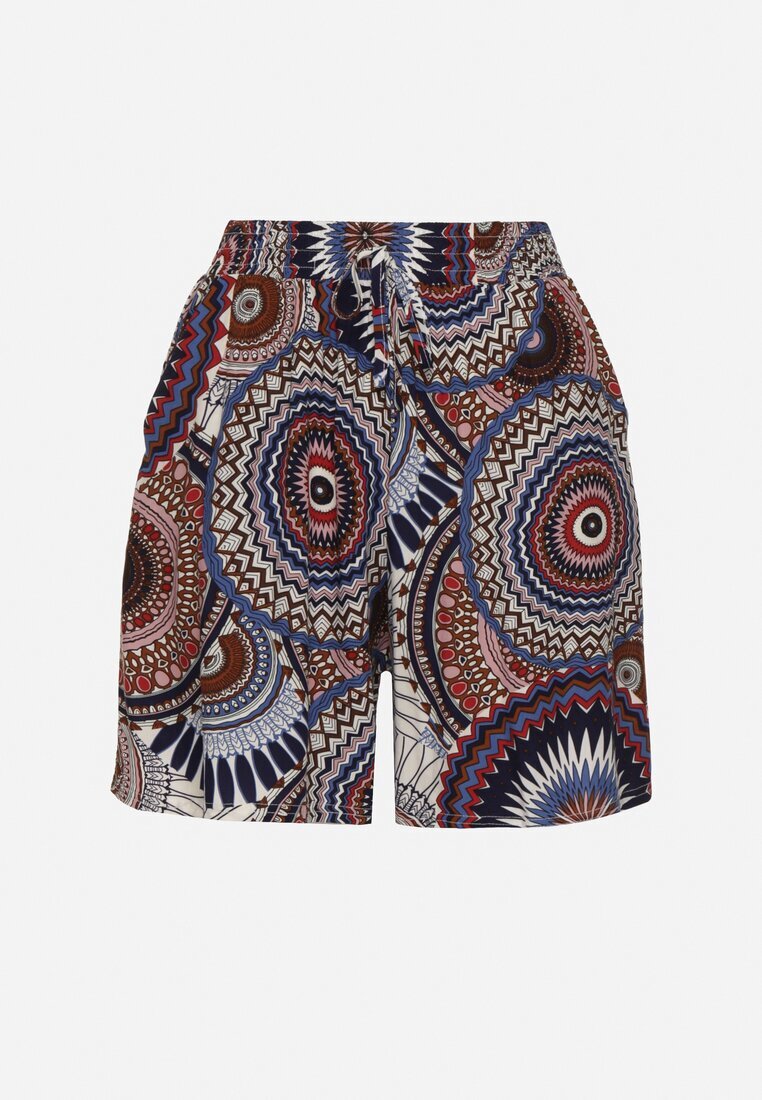 defox Pantaloni scurți Bleumarin din bumbac cu model Boho Kolariela