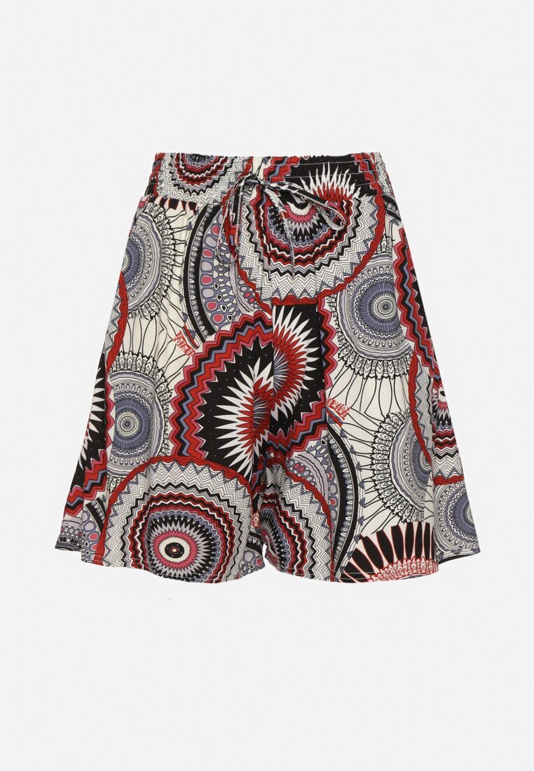 defox Pantaloni scurți Negri din Bumbac cu Model Boho Kolariela