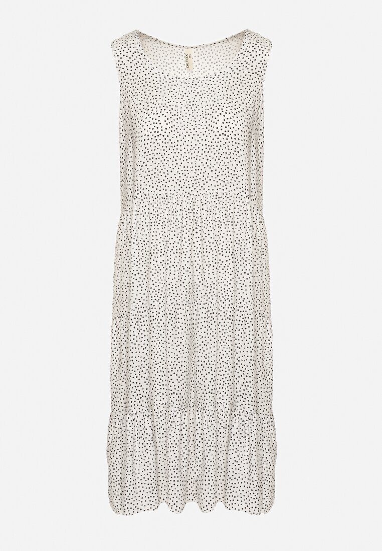 defox Rochie Albă din bumbac cu buline cu volane Zerolia