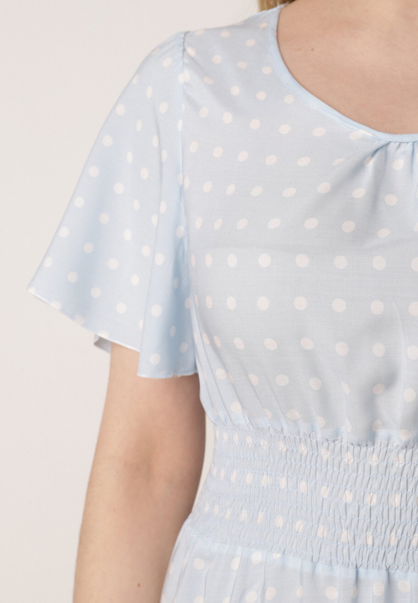 defox Rochie Albastru deschis din Bumbac Cloș cu buline Toliennea