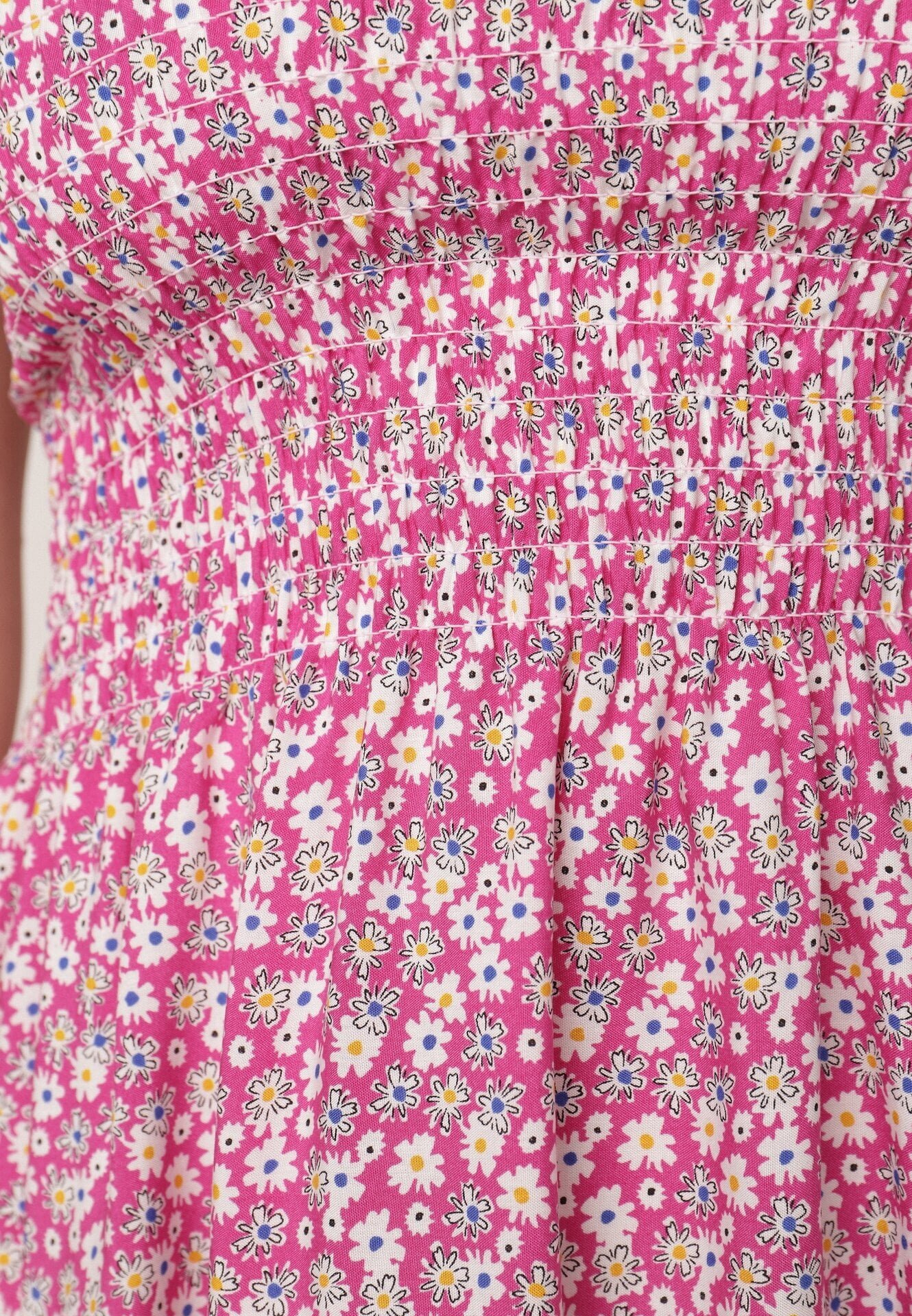defox Rochie Fucsia de bumbac pe bretele reglabile cu decolteu elastic Risetta