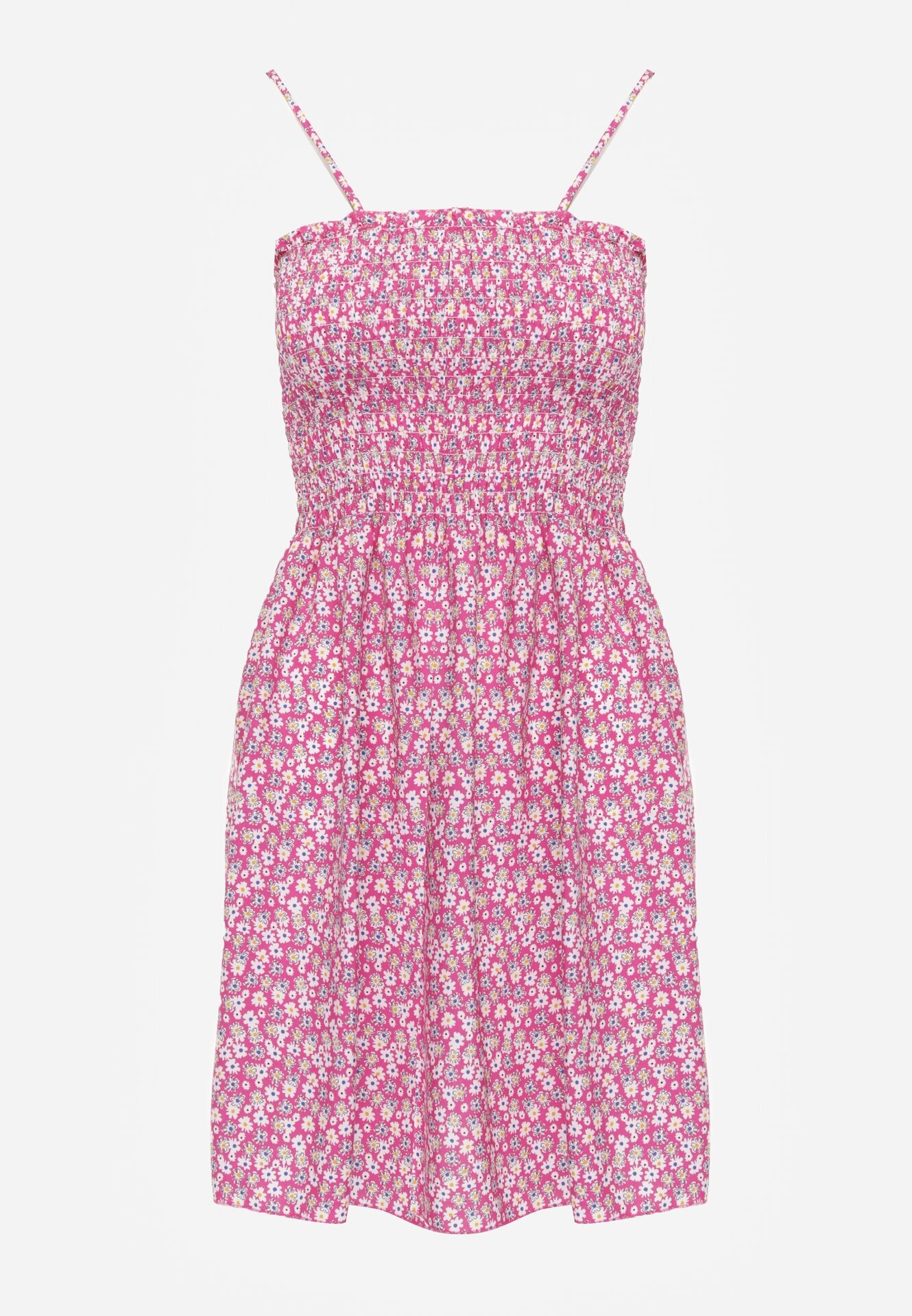 defox Rochie Fucsia de bumbac pe bretele reglabile cu decolteu elastic Risetta