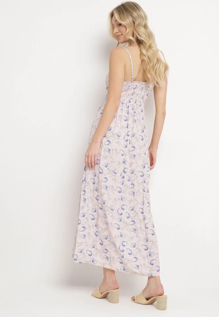 defox Rochie Roz deschis Din bumbac Cloche cu imprimeu floral cu bretele reglabile Rosapia