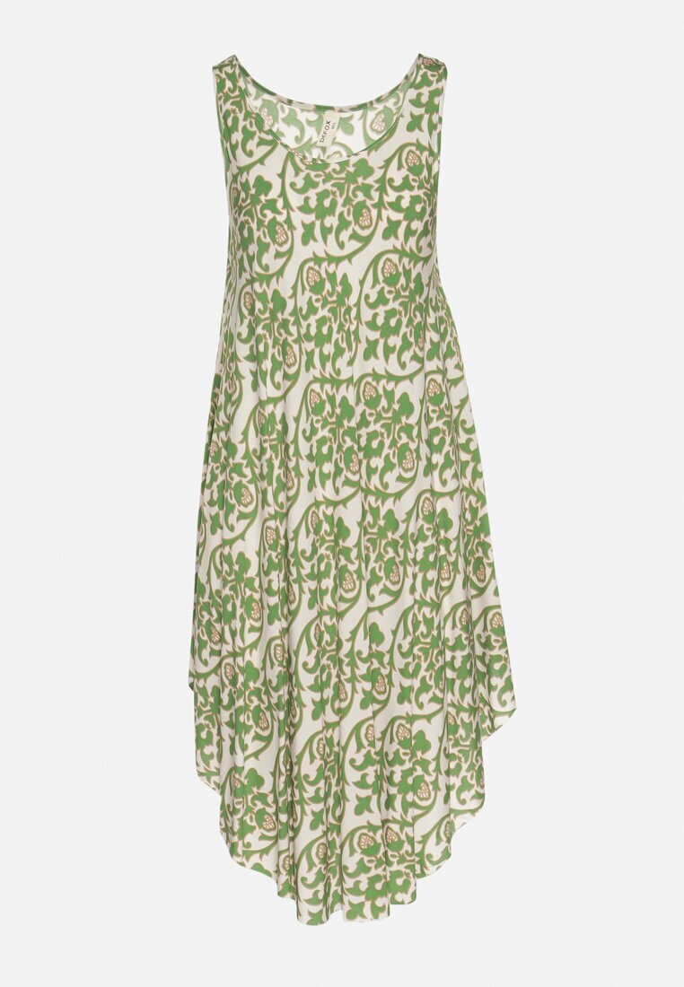 defox Rochie verde de bumbac cloș cu imprimeu abstract Natiliana