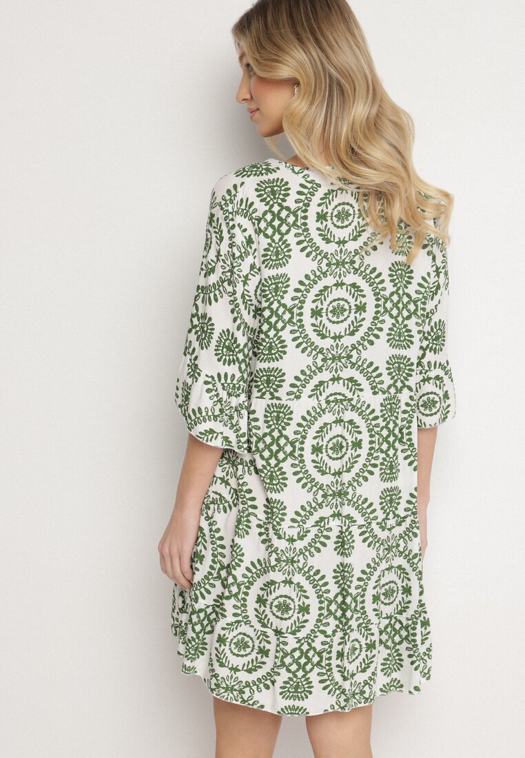 defox Rochie Verde De bumbac Cloș cu nasturi Janisse