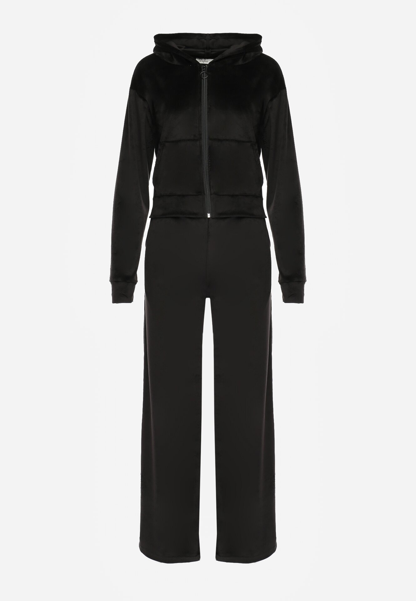 defox Set de trening Negru de catifea cu Bluză scurtă și Pantaloni largi Arilei