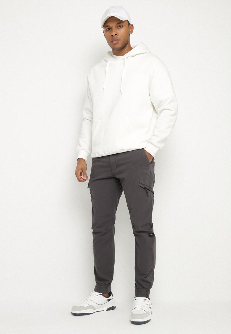 designer Pantaloni Cargo Gri din Bumbac cu Buzunare Alimaria