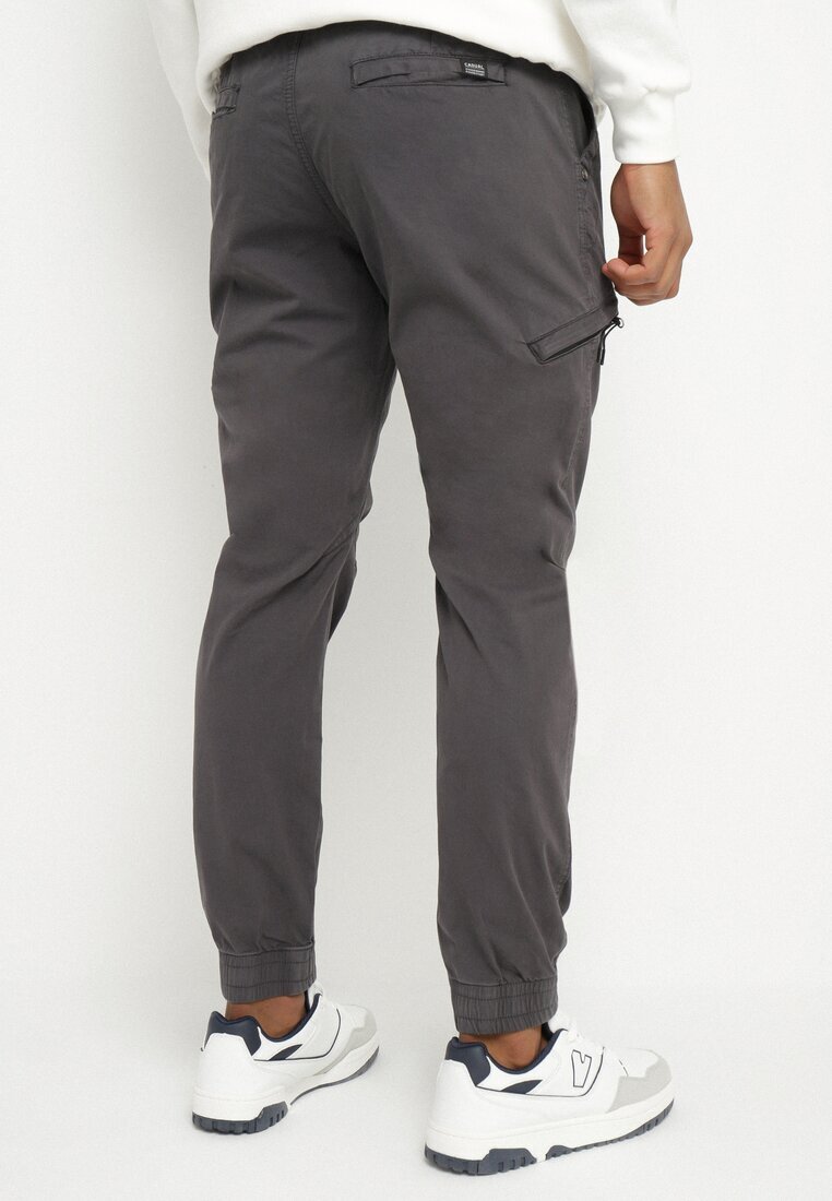 designer Pantaloni Cargo Gri din Bumbac cu Buzunare Alimaria