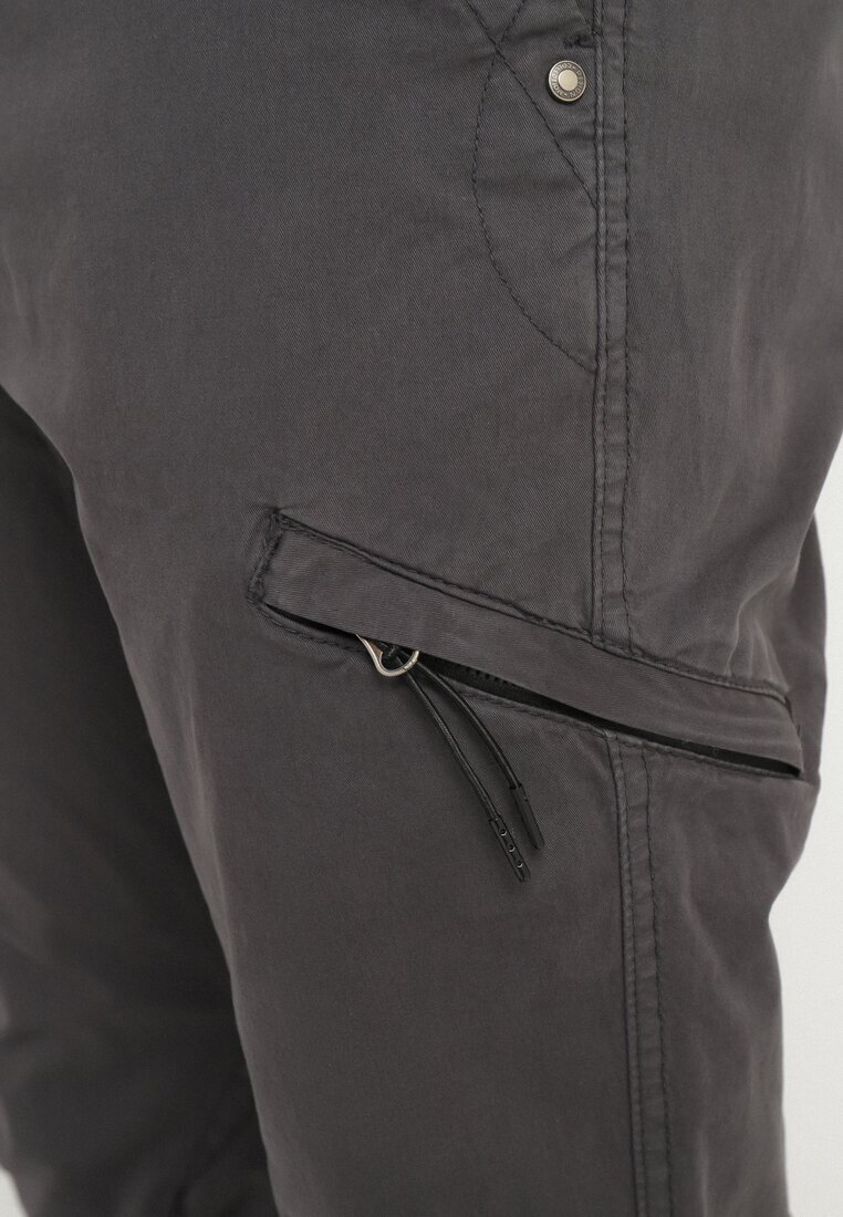 designer Pantaloni Cargo Gri din Bumbac cu Buzunare Alimaria