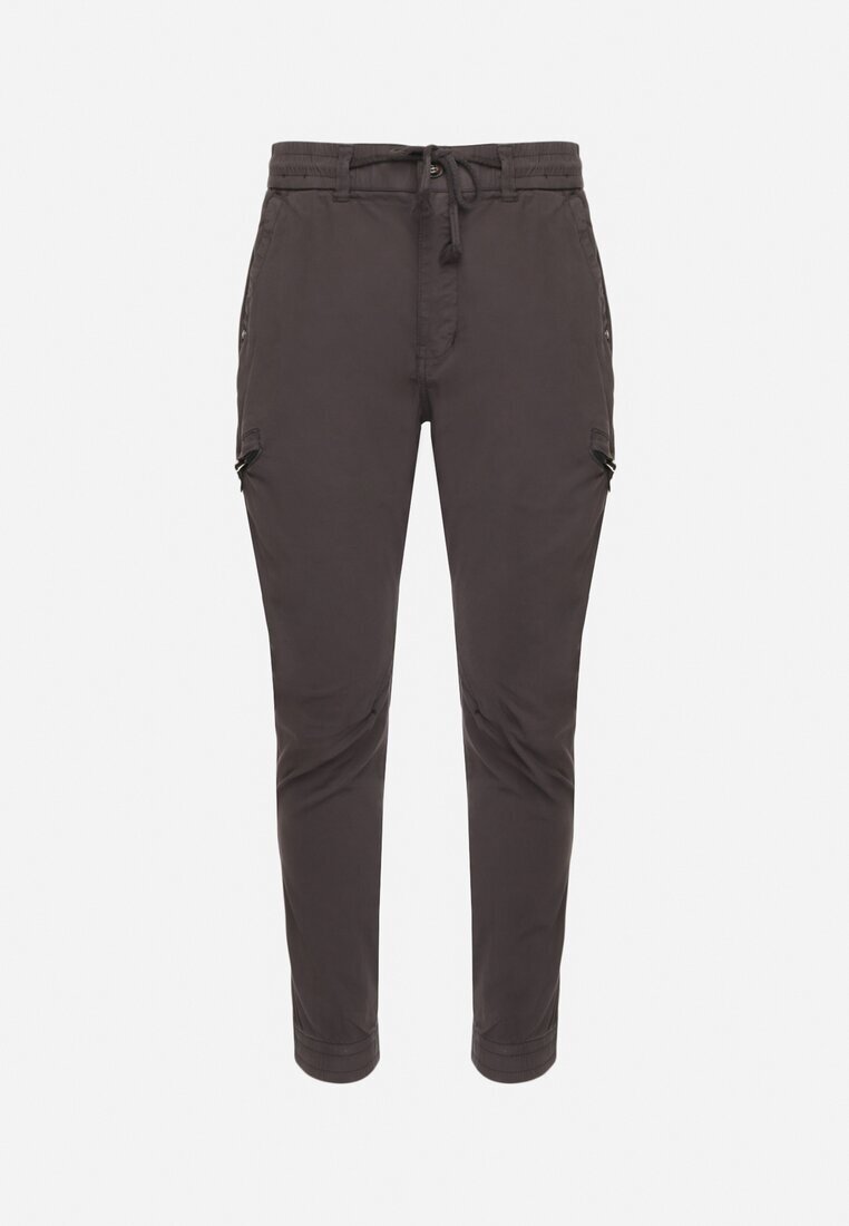 designer Pantaloni Cargo Gri din Bumbac cu Buzunare Alimaria
