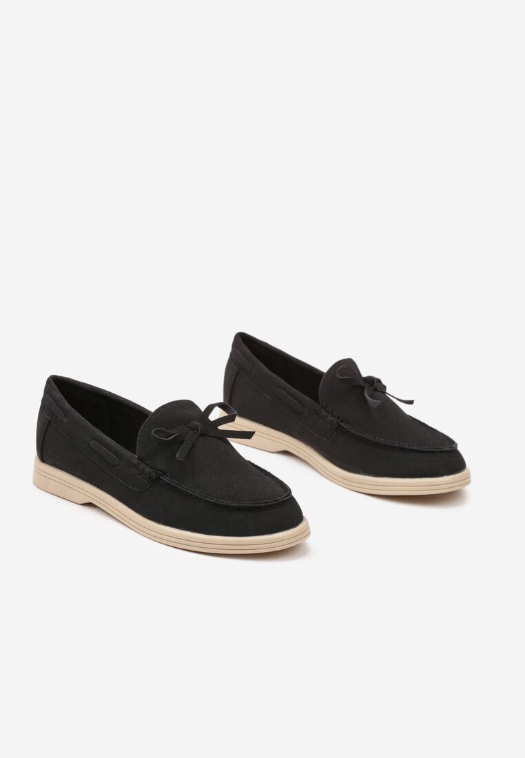 doremi Pantofi Negri cu slip-on stil Loafers cu fundă Mariness