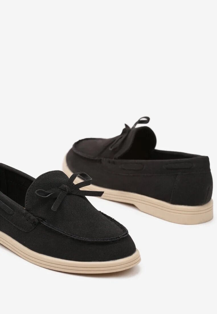 doremi Pantofi Negri cu slip-on stil Loafers cu fundă Mariness