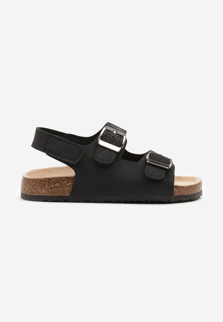 doremi Sandale Negre din Imitație de Velur cu Bretele cu Catarame cu Închidere Velcro Ballinea