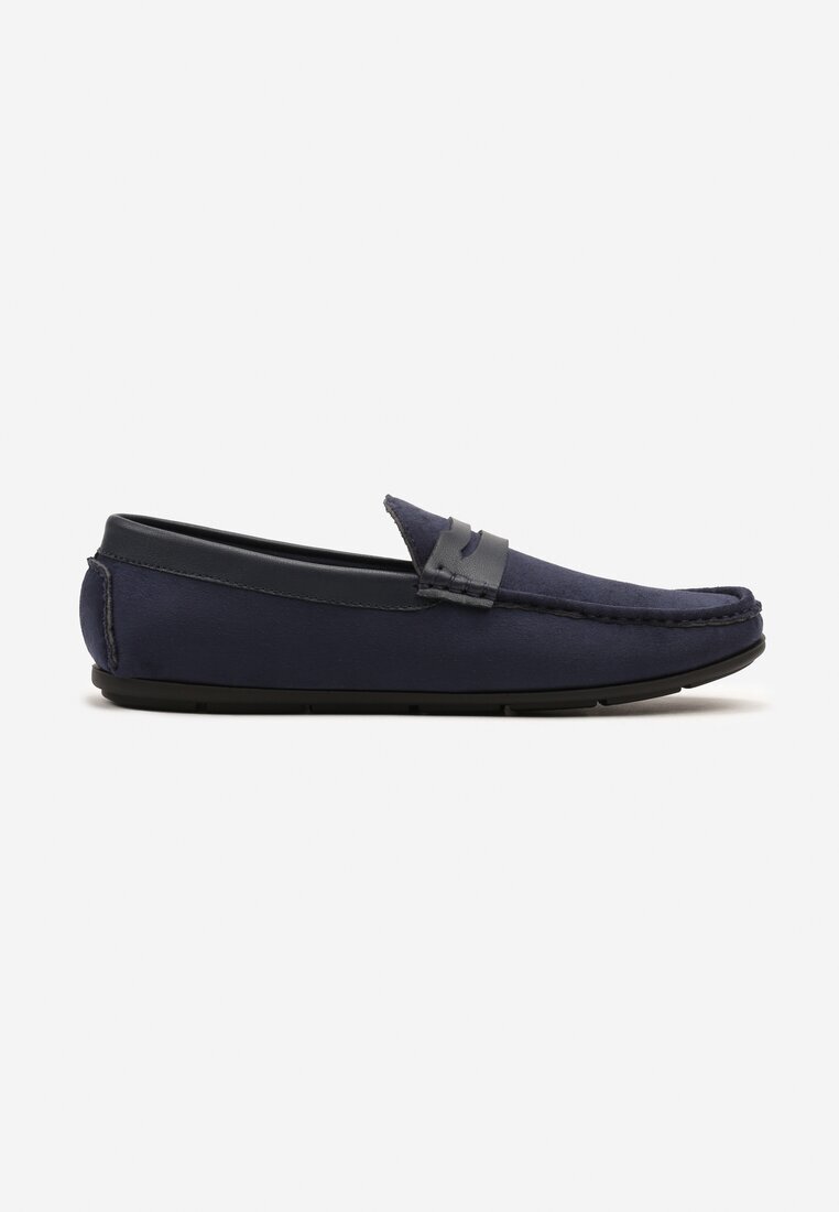 elong Pantofi jos bleumarin în stil mocasini cu curea decorativ decupată Erildwen