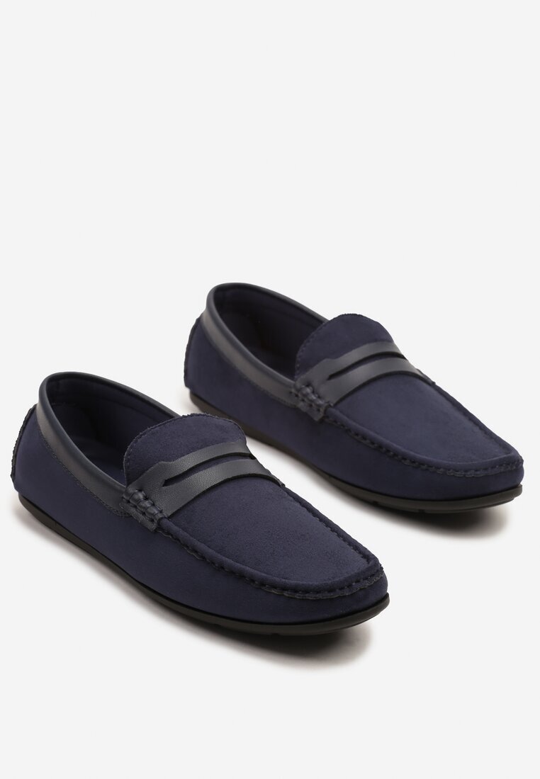 elong Pantofi jos bleumarin în stil mocasini cu curea decorativ decupată Erildwen