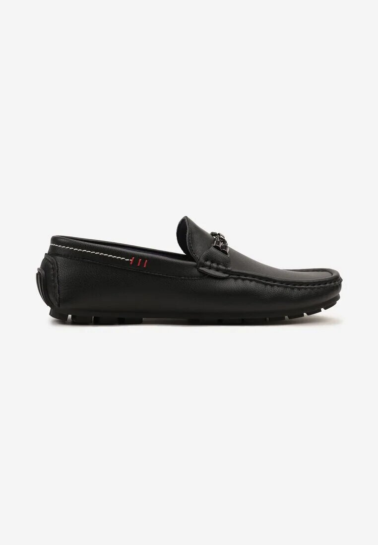 elong Pantofi Mocasini Negre cu Cusături Decorative și Aplicație Wismea