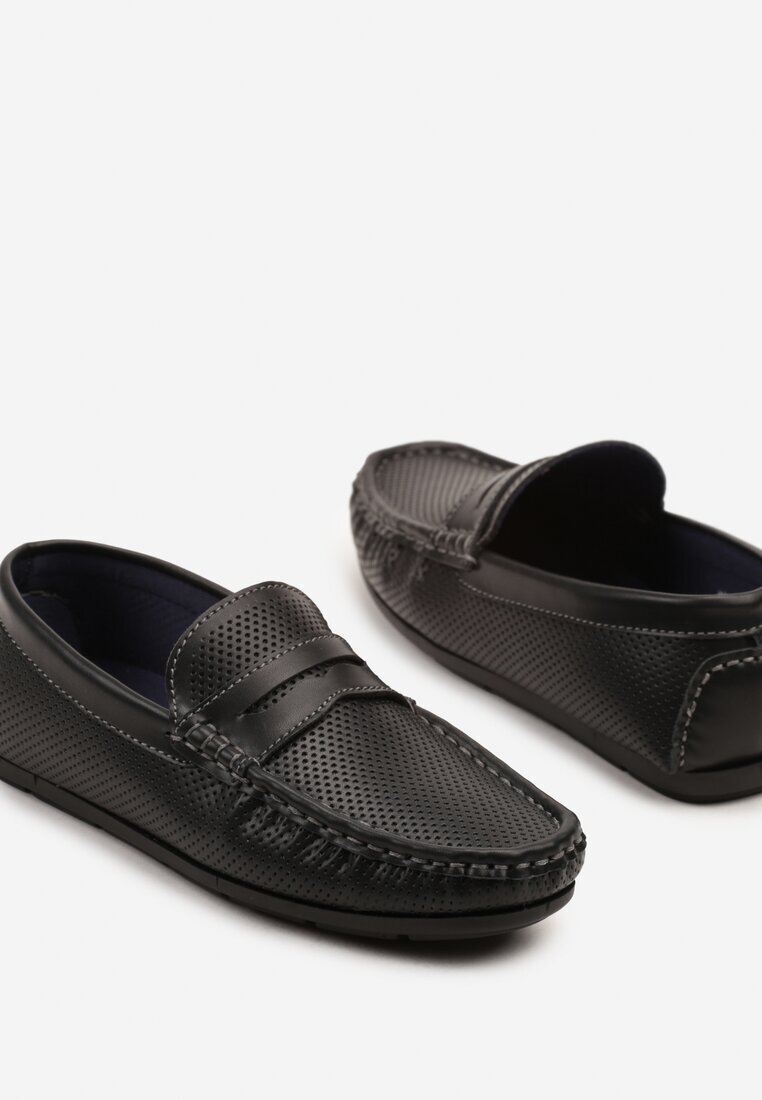 elong Semighete Negre Perforate cu Cusături Virkio