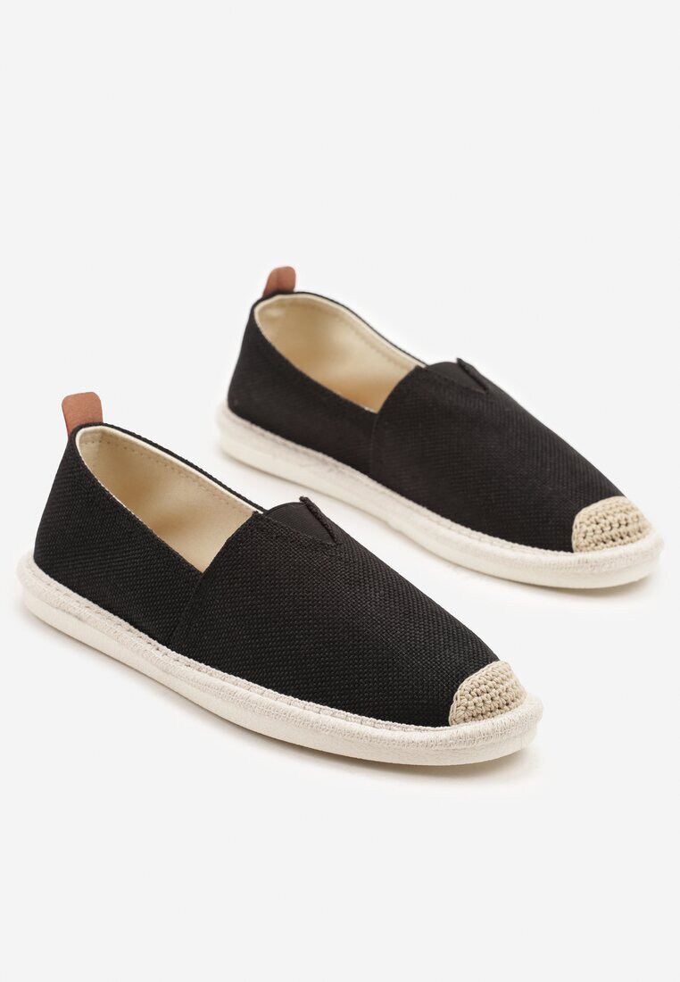 elong Tenisi Negri în stil espadrile cu ornament împletit și inserție elastică Eveloiti