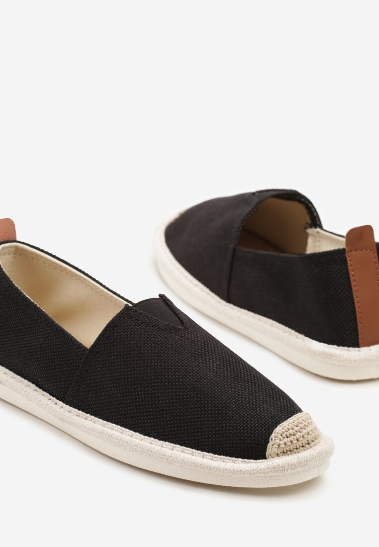 elong Tenisi Negri în stil espadrile cu ornament împletit și inserție elastică Eveloiti