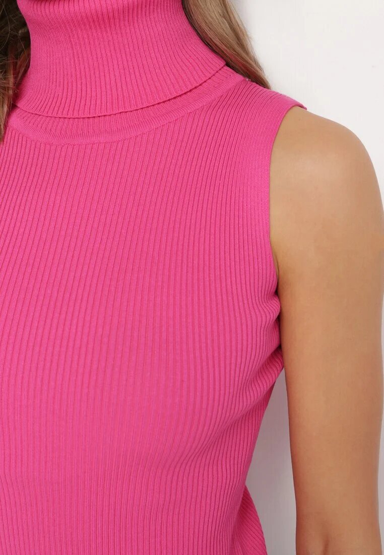 elsa.m by may Bluză Fucsia cu guler înalt fără mâneci din material elastic Heliordia