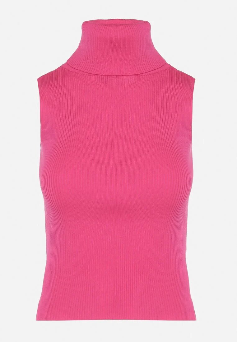 elsa.m by may Bluză Fucsia cu guler înalt fără mâneci din material elastic Heliordia