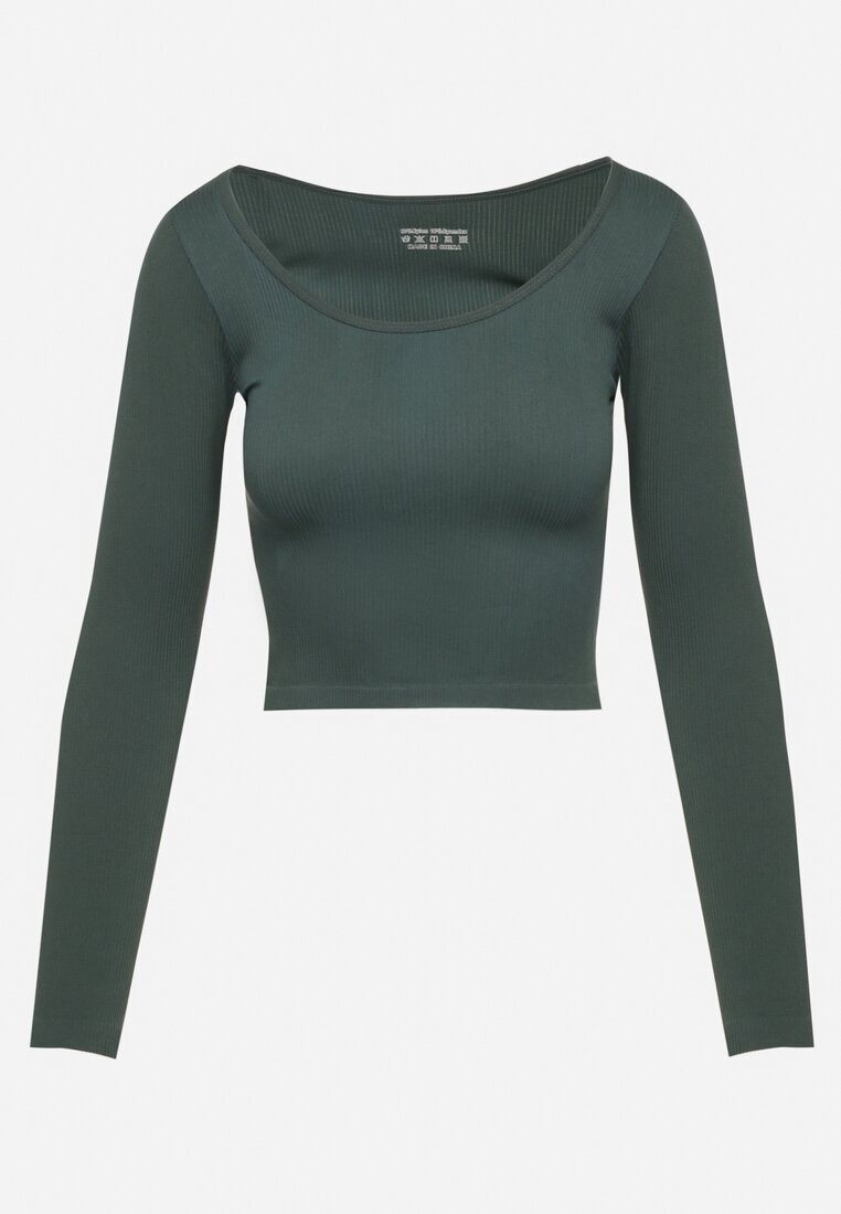 elsa.m by may Bluză verde reiată scurtă și mulată Caladiva