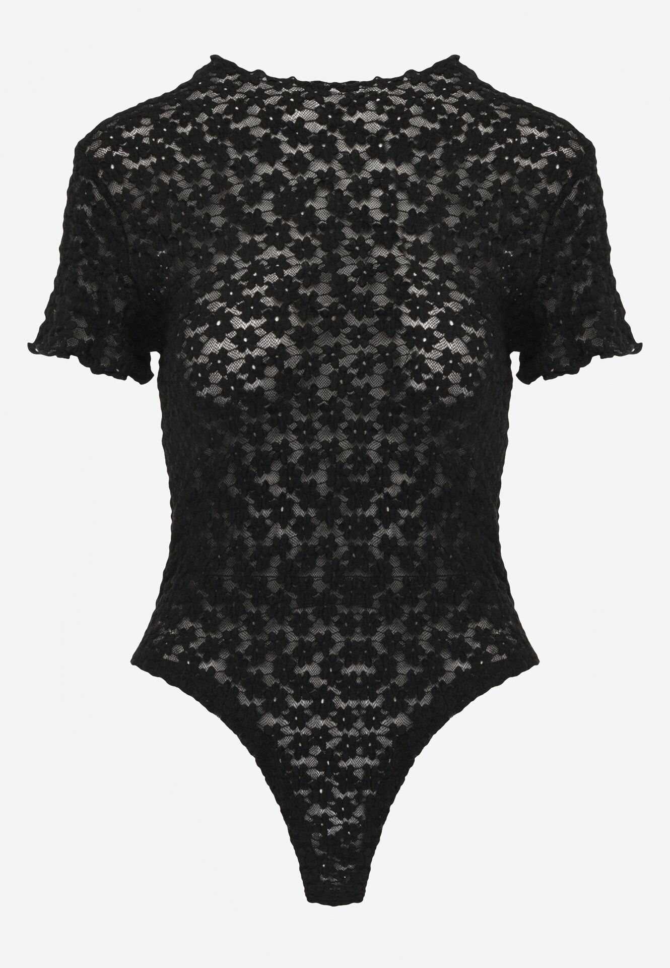 elsa.m by may Body Negru Mulat Din dantelă Cu mânecă scurtă Mirarina