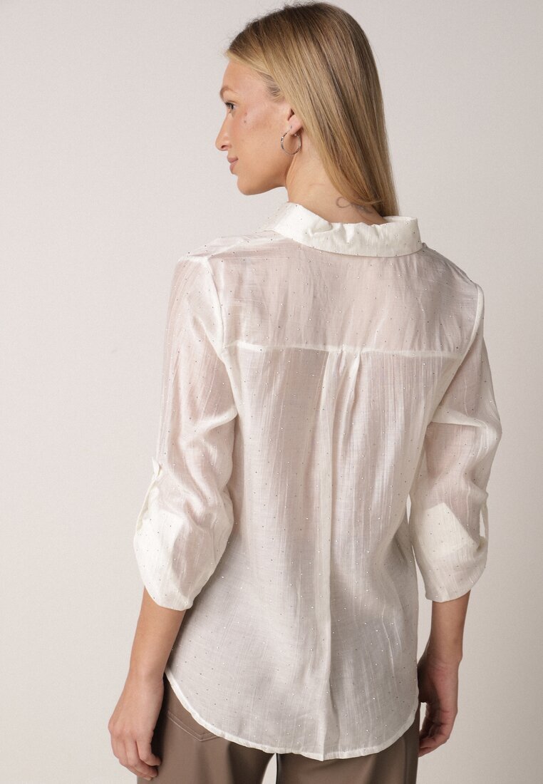 elsa.m by may Cămașă Bej deschis Transparentă Decorată cu zirconii Clymadia