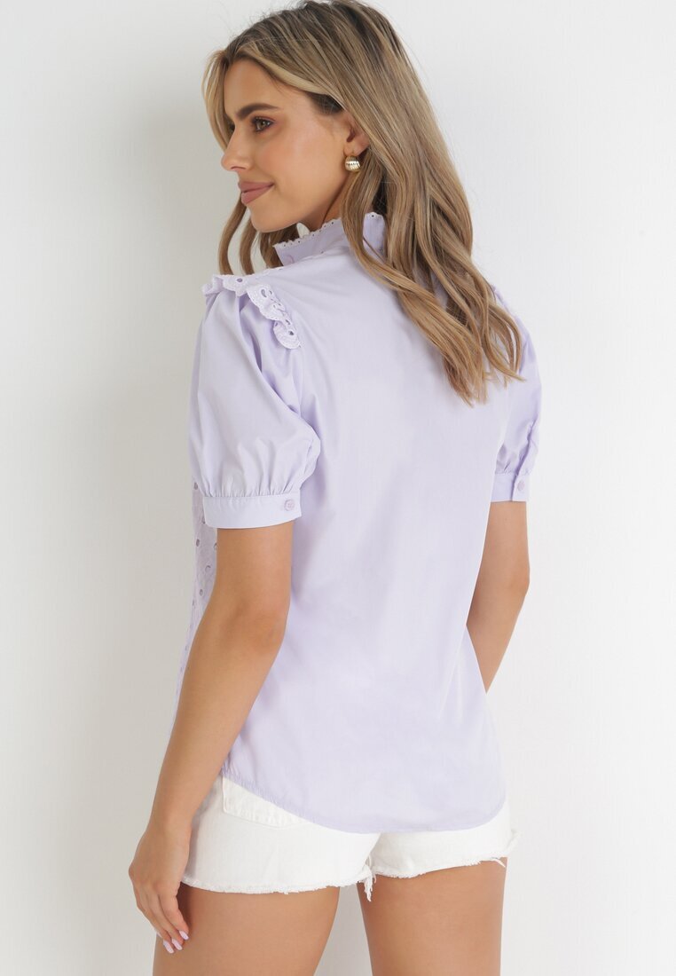 elsa.m by may Cămașă Violet Dantelată cu guler înalt și Broderie Decorativă Astralee