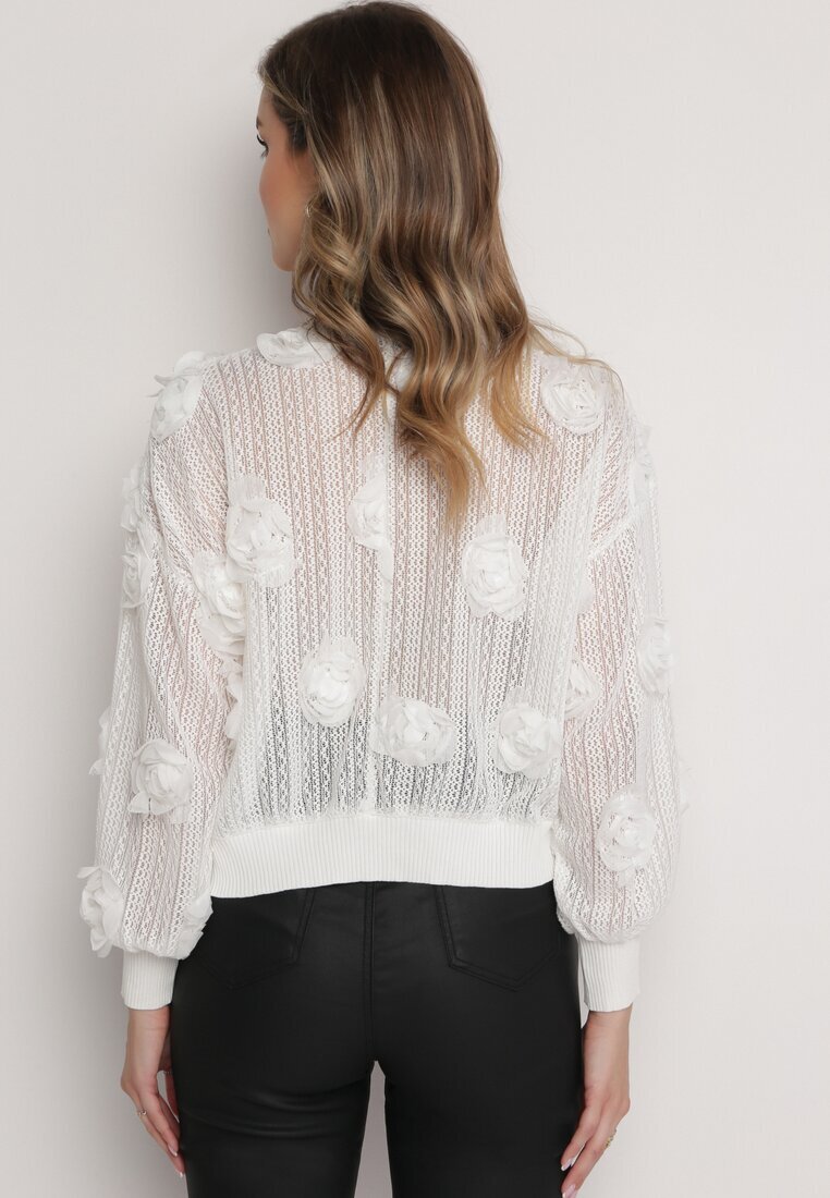 elsa.m by may Cardigan Ajurat Alb cu Flori Helallia
