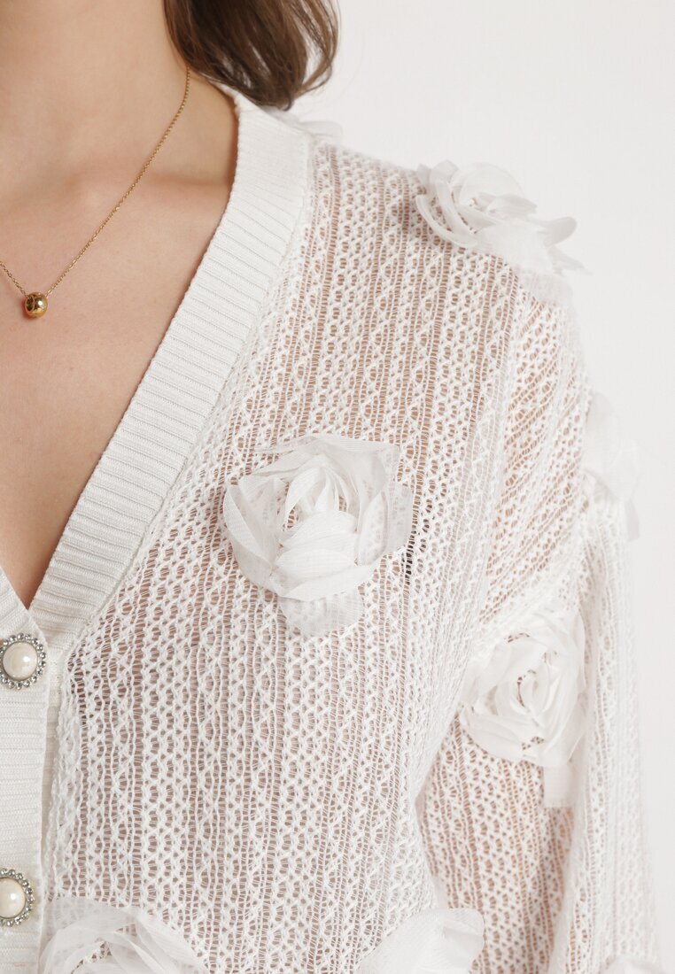 elsa.m by may Cardigan Ajurat Alb cu Flori Helallia