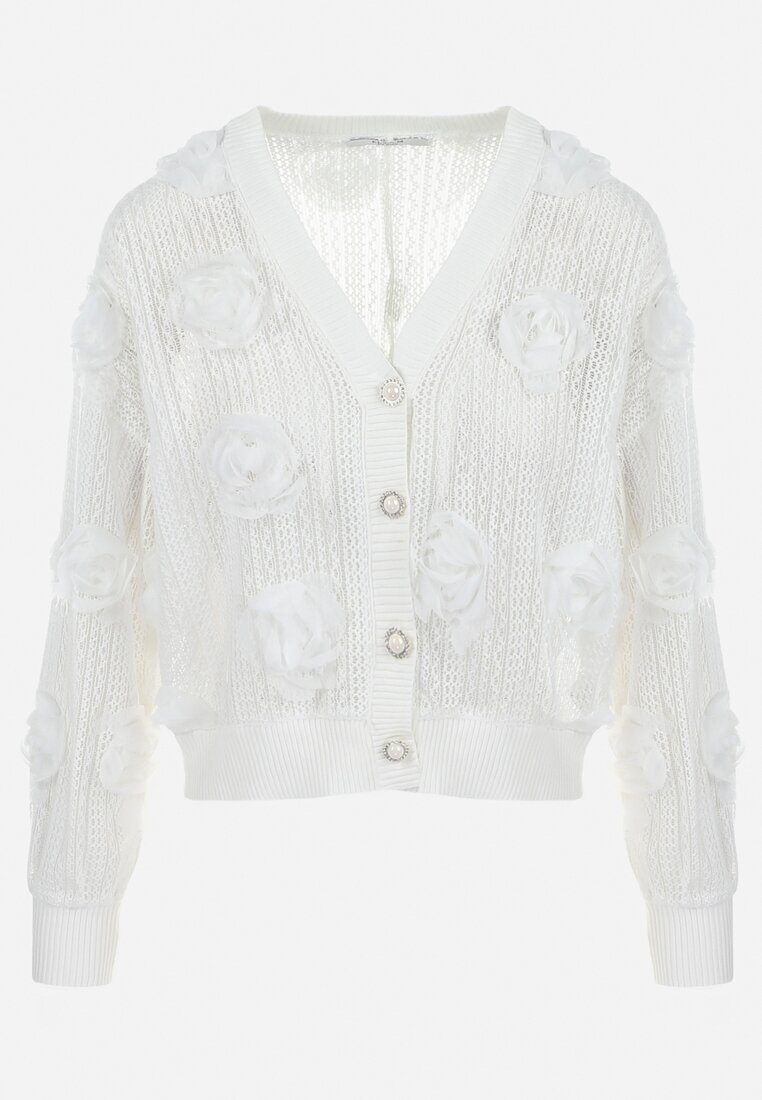 elsa.m by may Cardigan Ajurat Alb cu Flori Helallia