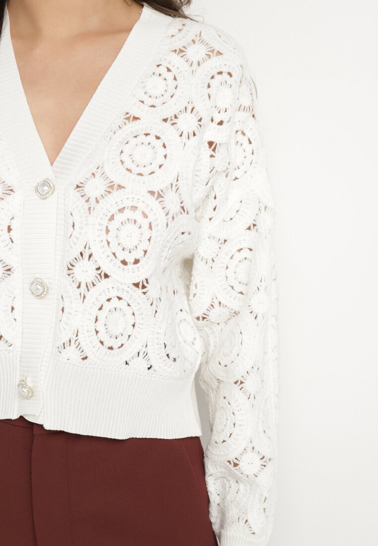 elsa.m by may Cardigan alb ajurat cu nasturi Nivone