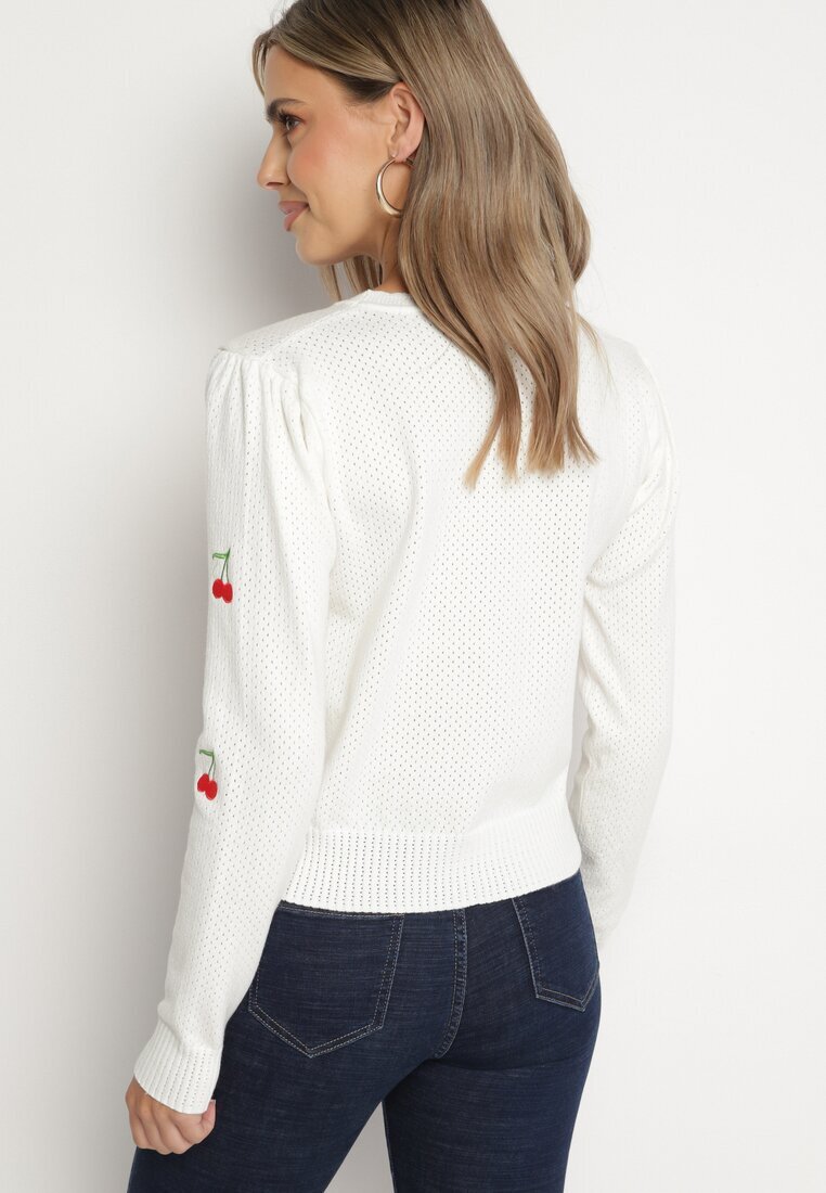 elsa.m by may Cardigan Alb cu Cireșe Brodate Niralia
