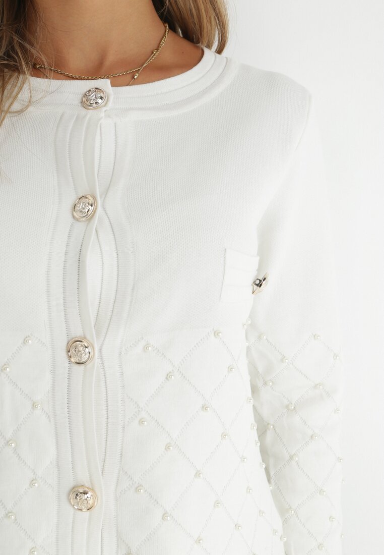 elsa.m by may Cardigan Alb Încheiat cu Perle Cholli