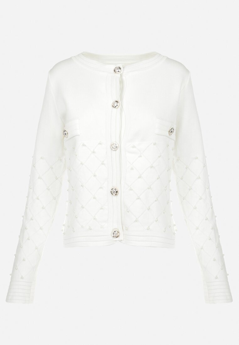 elsa.m by may Cardigan Alb Încheiat cu Perle Cholli