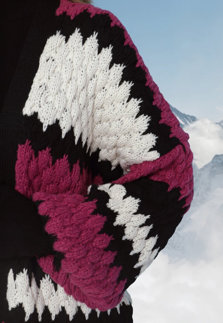 elsa.m by may Cardigan Fuchsia-Negru Deschis cu Dungi Fanteziste Vebare