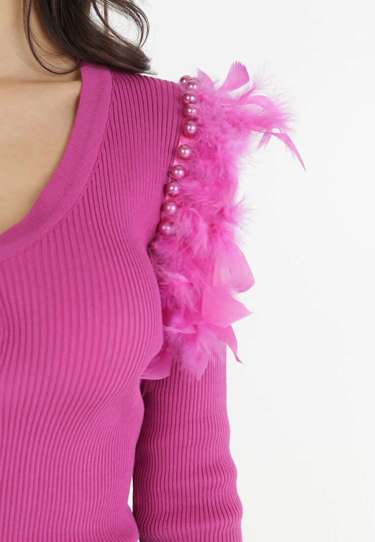 elsa.m by may Cardigan Fucsia cu pene și perle Mirnije