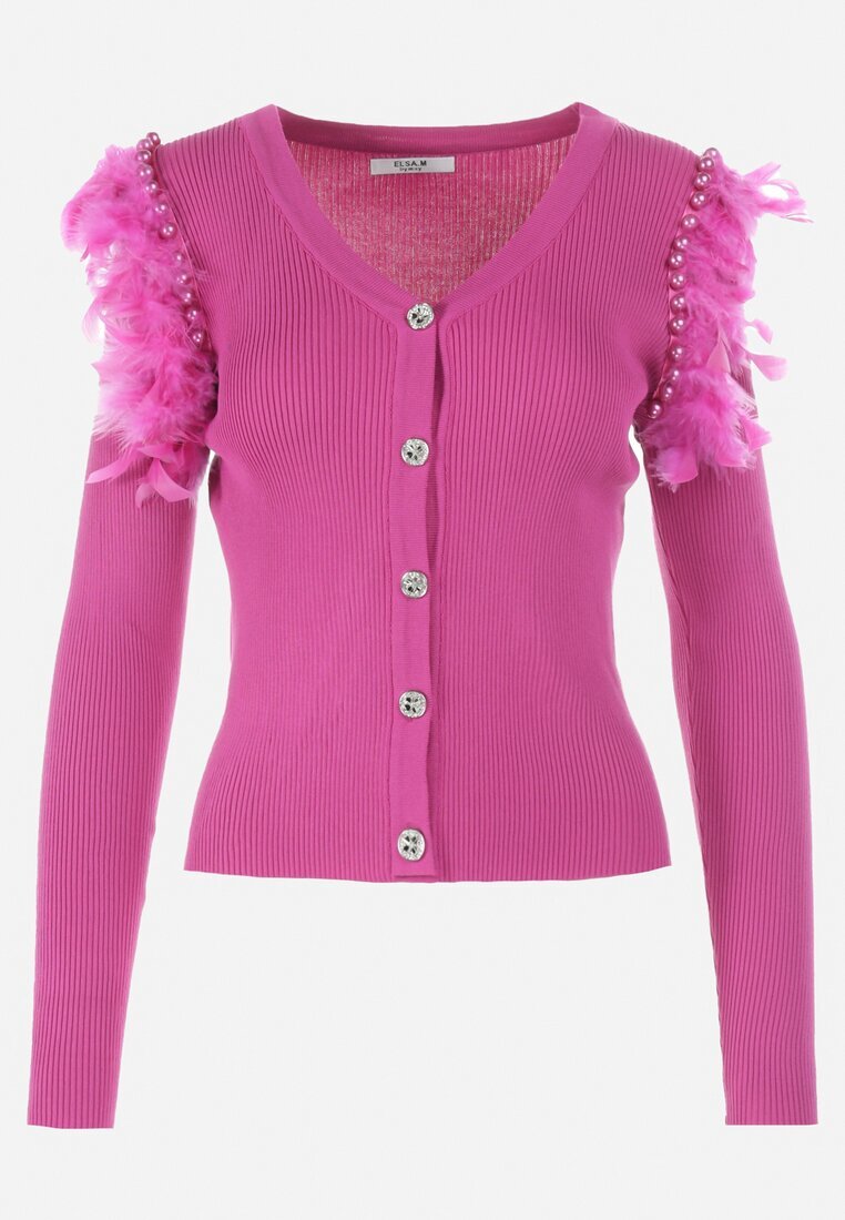 elsa.m by may Cardigan Fucsia cu pene și perle Mirnije