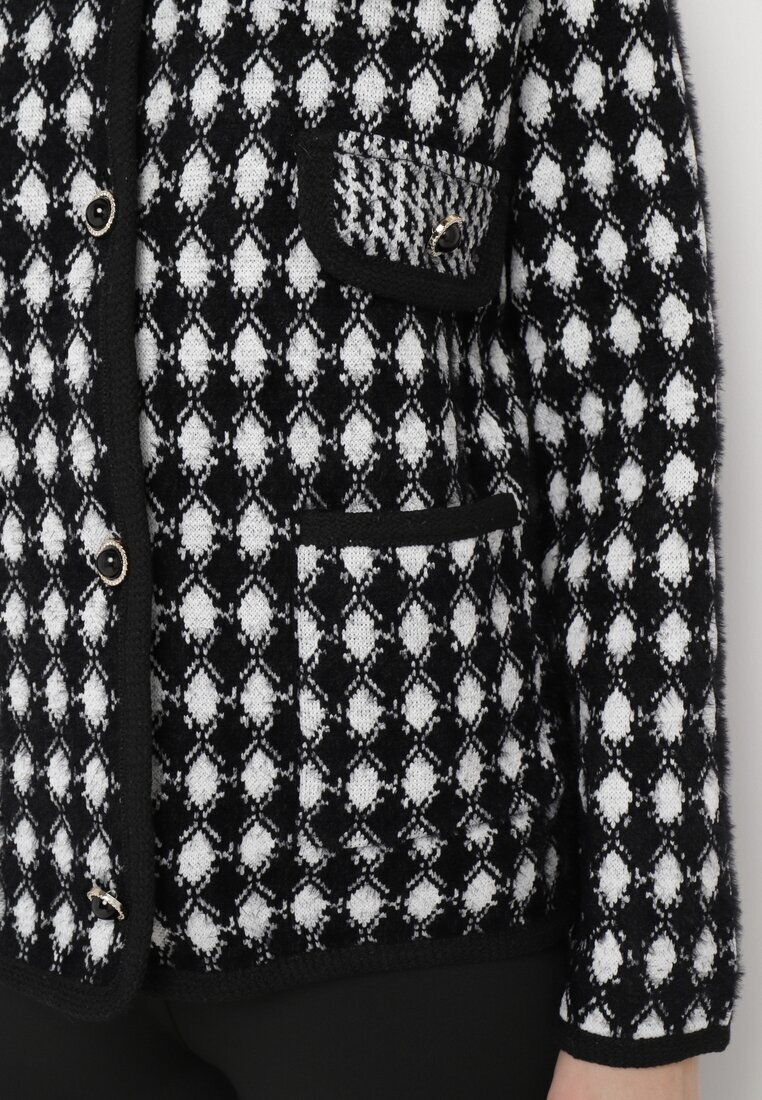 elsa.m by may Cardigan Negru-Alb din Viscoză pepită cu nasturi decorativi Lasietta