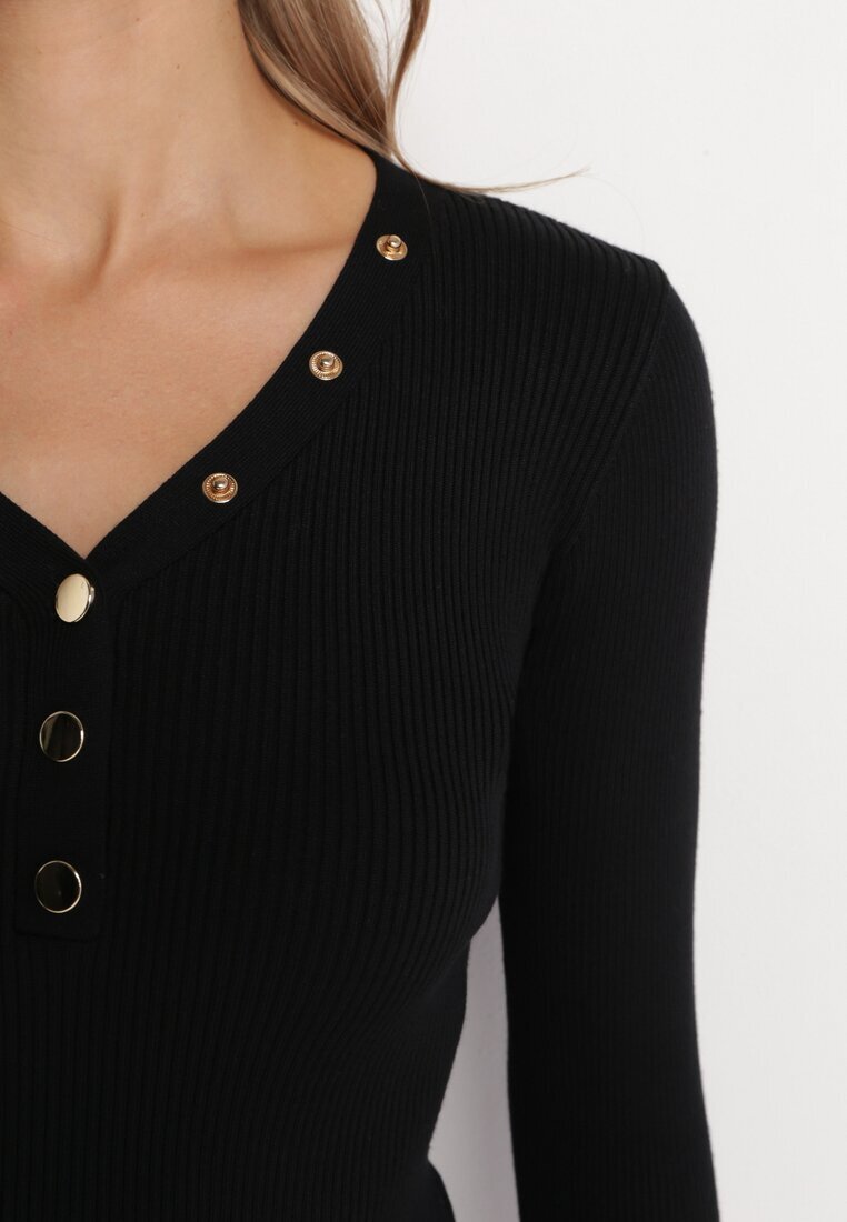 elsa.m by may Cardigan Negru din Tricot Reiat Leoleta