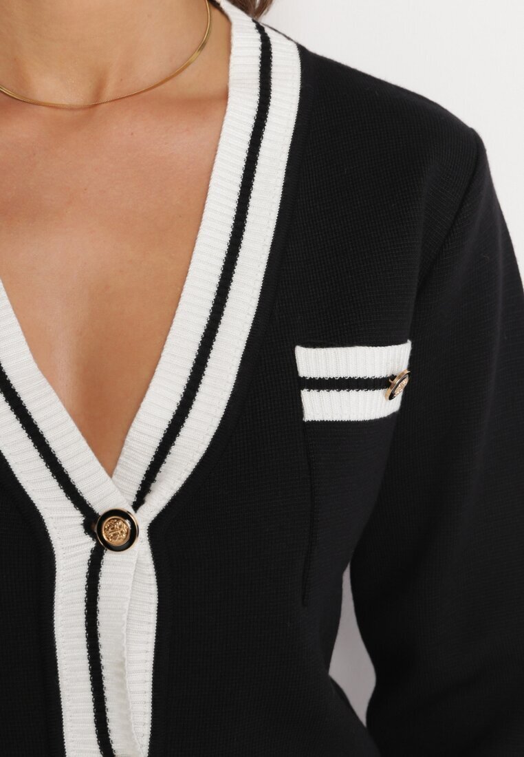 elsa.m by may Cardigan Negru din Viscoză cu Nasturi Olisseme