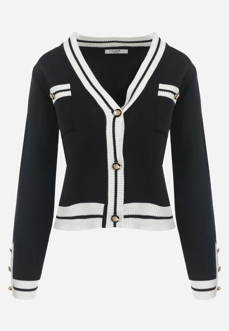 elsa.m by may Cardigan Negru din Viscoză cu Nasturi Olisseme