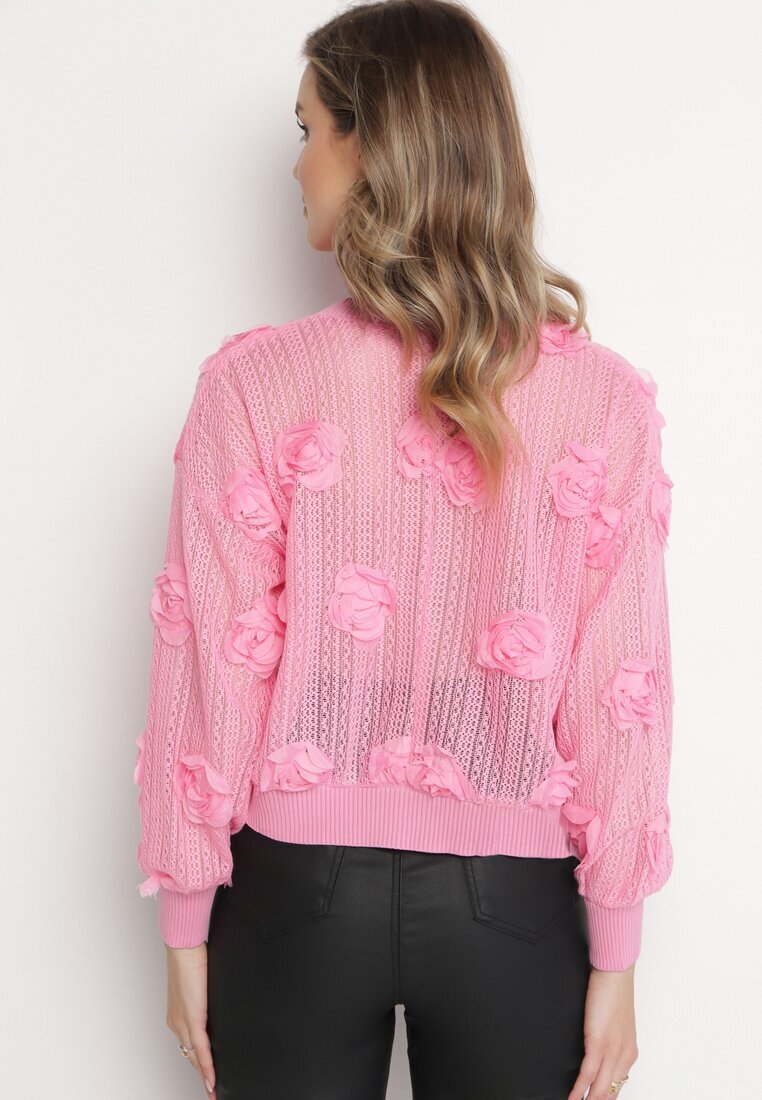elsa.m by may Cardigan Roz Ajurat cu Flori Helallia