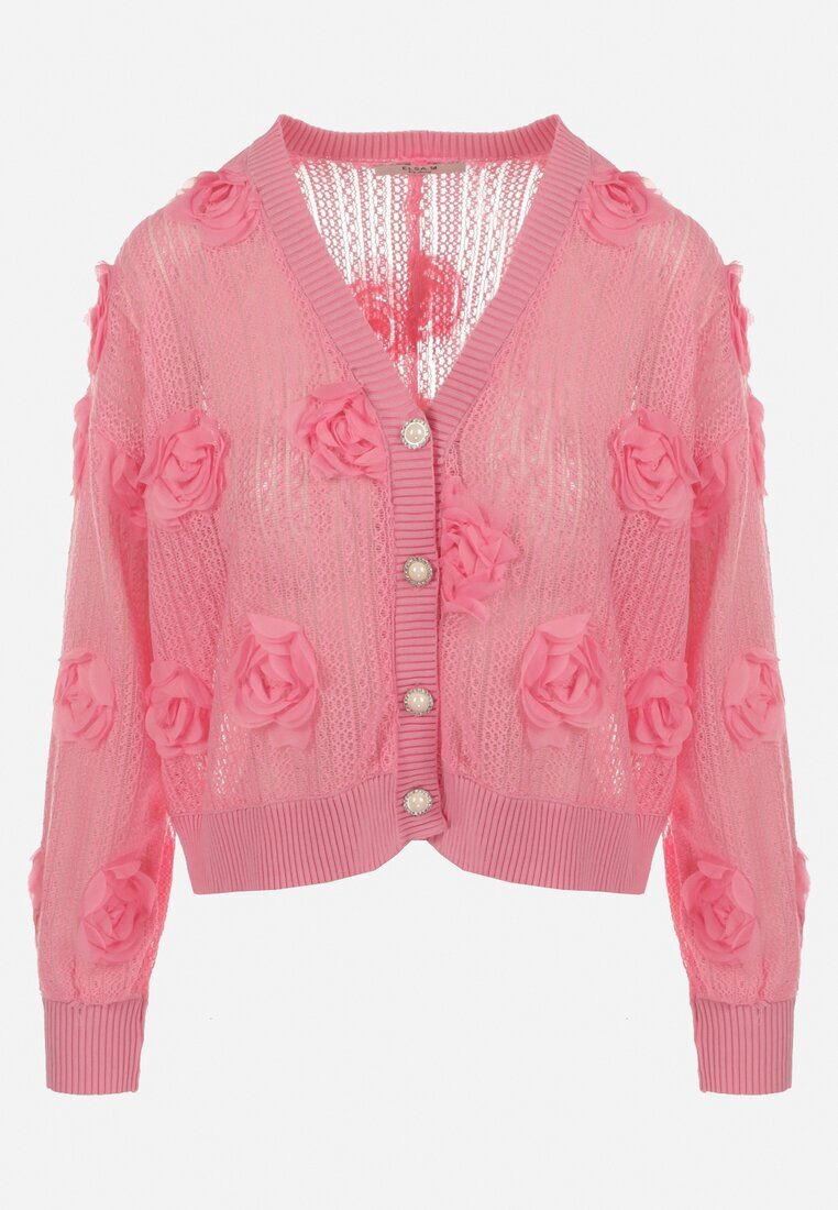elsa.m by may Cardigan Roz Ajurat cu Flori Helallia