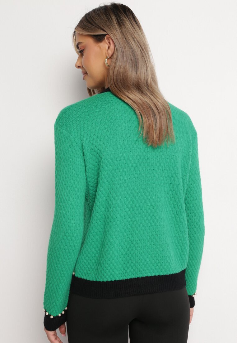 elsa.m by may Cardigan Verde din Viscoză cu Nasturi Perle și Flori Salana